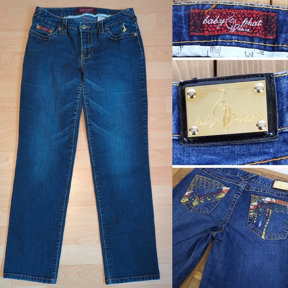 Baby Phat Y2K Low Rise Bling Pocket Straight Leg Jeans - Picture 1 of 15